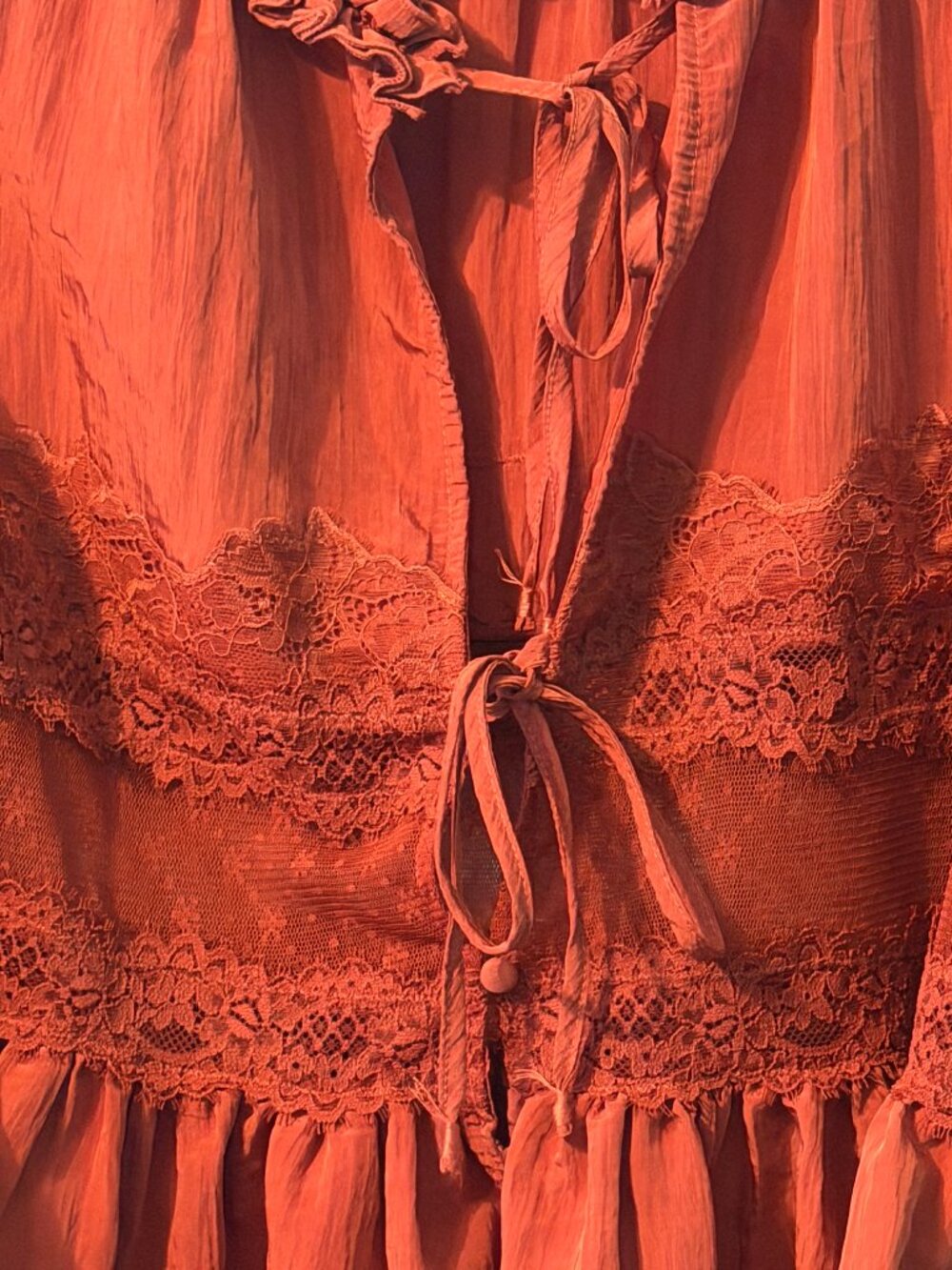Free People Intimately Forever Young Bed Jacket Red XS Lace Sheer Romantic - Picture 7 of 14